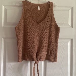 Wishlist Dusty Pink Open Weave Sleeveless Top - Size Large